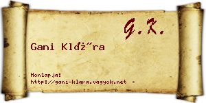 Gani Klára névjegykártya